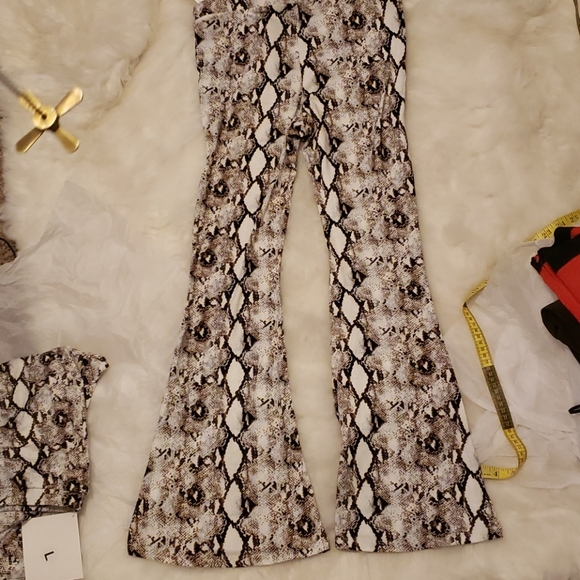 Snakeskin Flare Bell Wide Leg Pants Palazzo - Picture 9 of 9